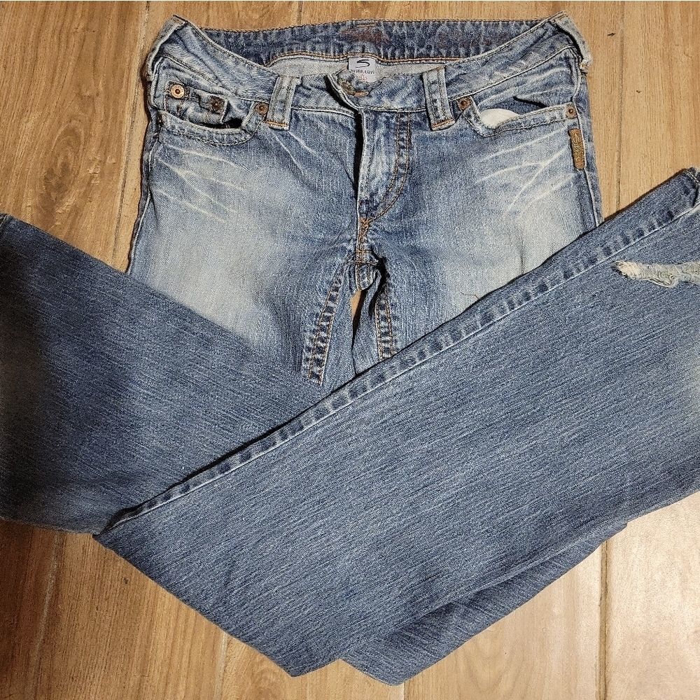 Ladies Silver Boot Cut Jeans